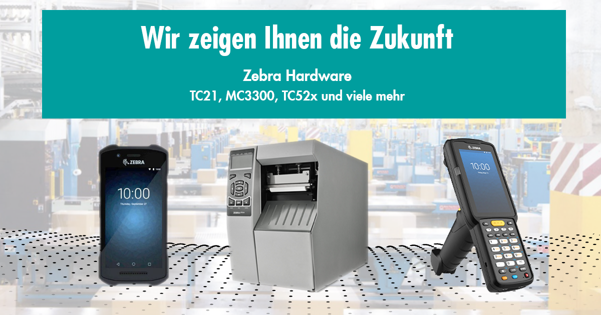 Das Bild zeigt Zebra Hardware: TC21, TC26, MC3300, ZT500, TC52x